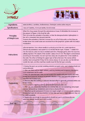 डबल चिन लिपोलिसिस फैट लिपोलिसिस इंजेक्शन लाल लिपोलाइटिक समाधान